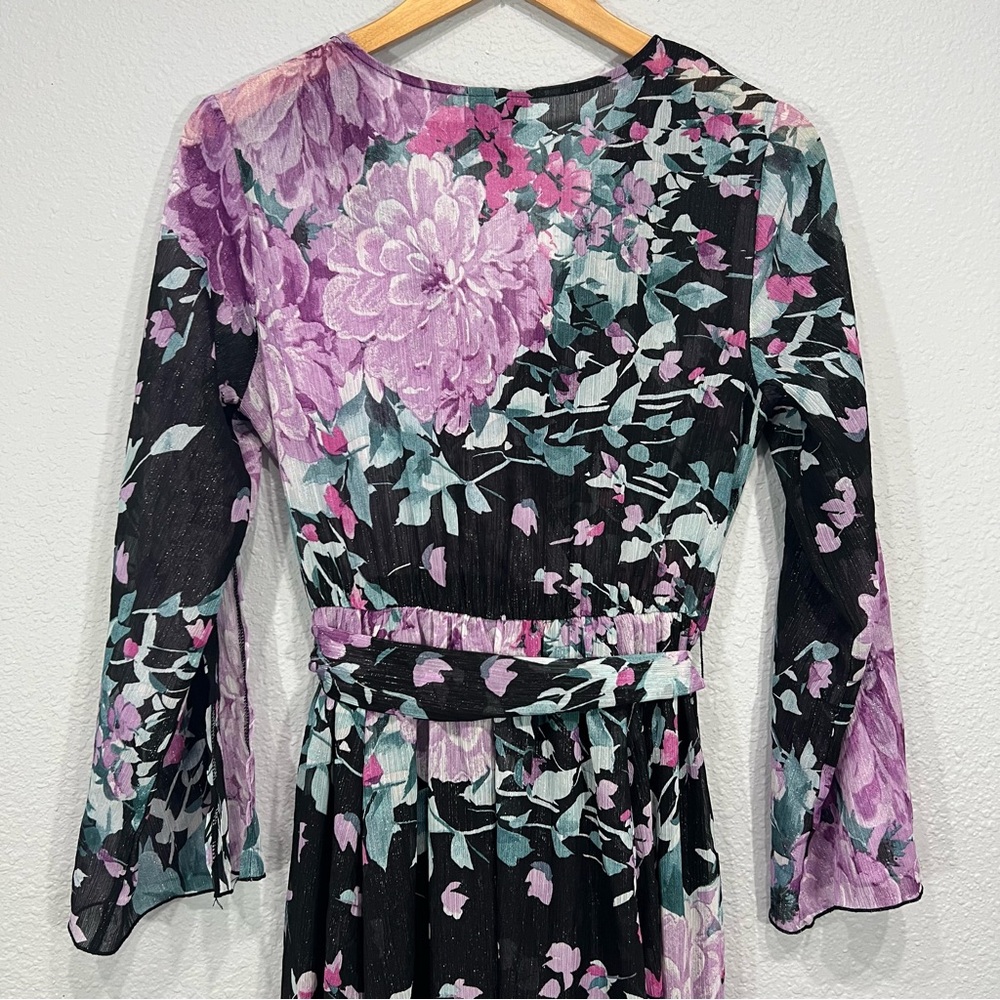 Alexa B Nites Shimmer Wrap Floral Maxi Dress - Picture 13 of 16